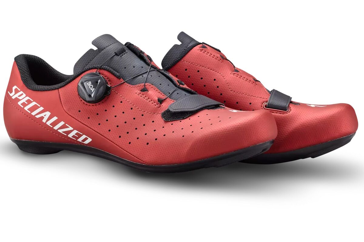 Zapatillas de Carretera Specialized Torch 1.0 White, tecnología Body Geometry, suela de nylon, sistema de ajuste Boa L6, parte superior sintética con malla, ideal para ciclismo de carretera.