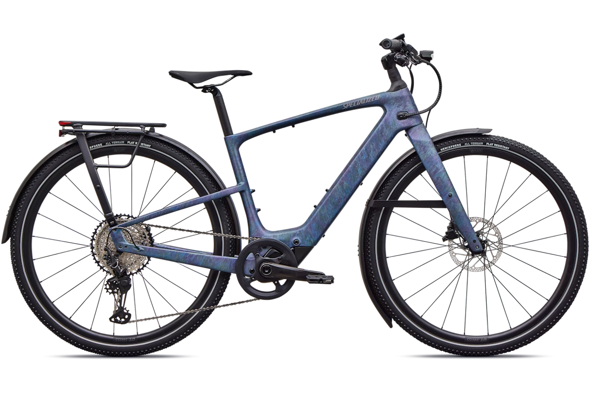 Specialized Vado SL 2 6.0 EQ Carbon e-bike de carbono equipada para commuting con motor SL 1.2 320W, batería 520Wh, Future Shock 3.2, portaequipajes MIK HD y guardabarros DryTech