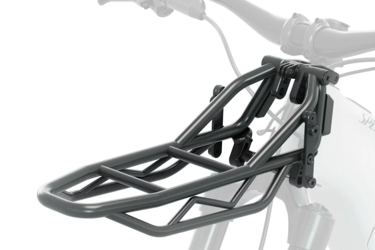 Portaequipaje Specialized Turbo Levo X negro delantero, overlanding e-MTB, sistema MIK