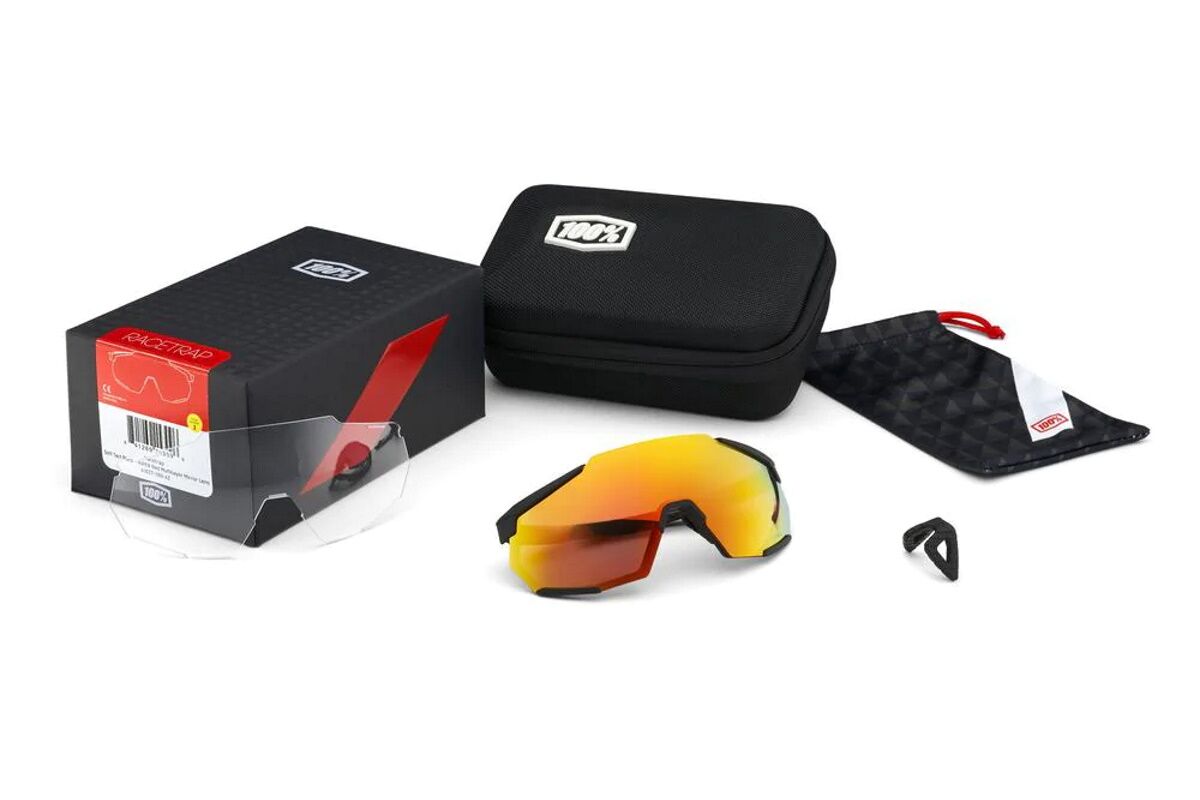 Gafas ciclismo 100% - RACETRAP® - Soft Tact Black Hiper Red Multilayer Mirror Lens - Imagen 2