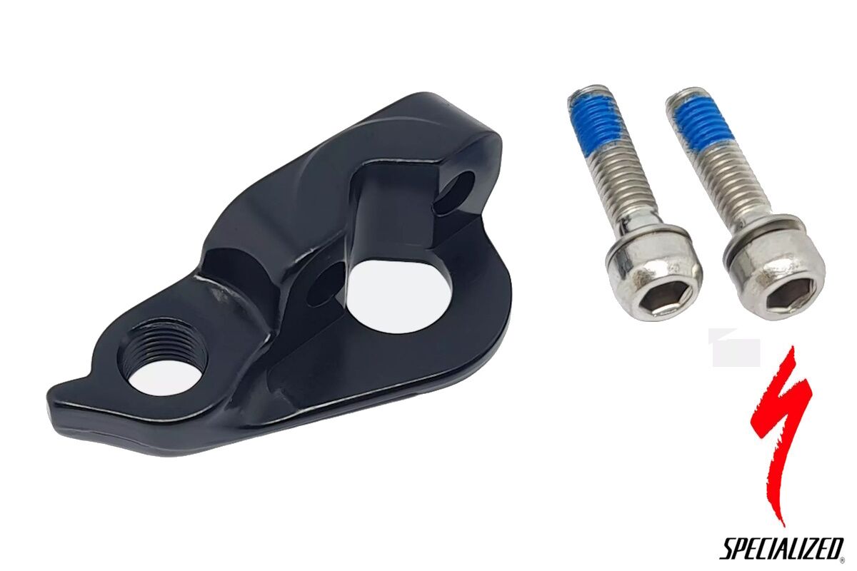 Patilla de cambio trasera Specialized S152600001 para bicicletas Demo 8 MY15-20 con punteras de eje pasante.