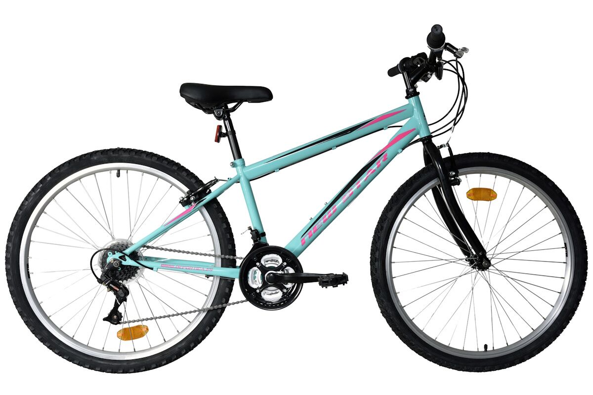 Bicicleta montaña NStar 26 ligera 18 velocidades frenos V-Brake color turquesa.