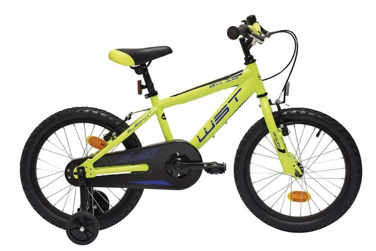 Bici infantil WST 18" segura y reparable. Ruedas aluminio, V‑Brake y estabilizadores