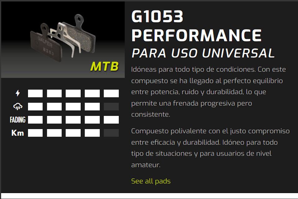 Pastillas de freno Galfer FD293 - G1053 - Shimano - Tektro - TRP - Imagen 2
