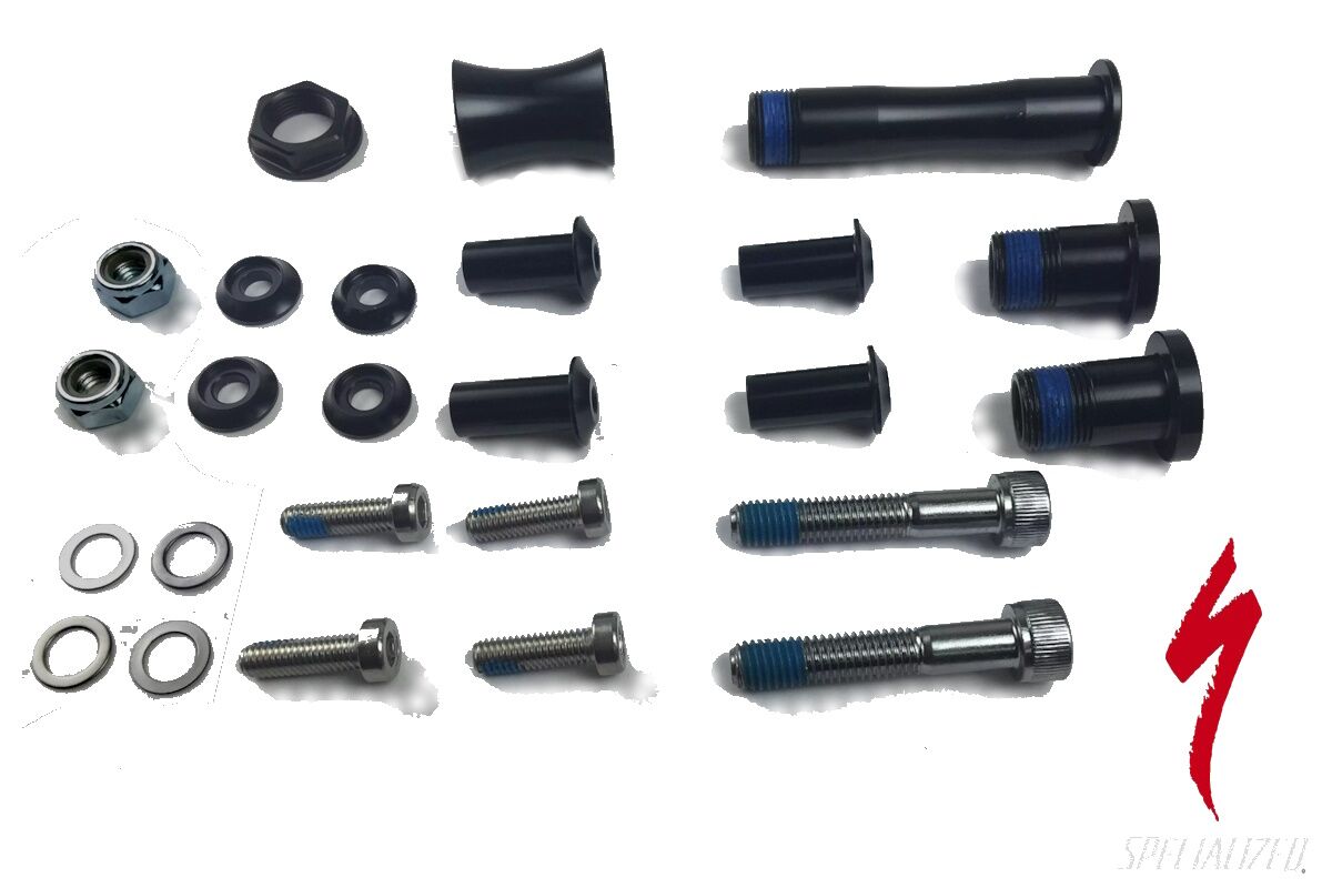 Kit pernos pivote suspensión Specialized Status FSR 2012-2015, repuesto original con tuercas y arandelas, código 9892-5215.
