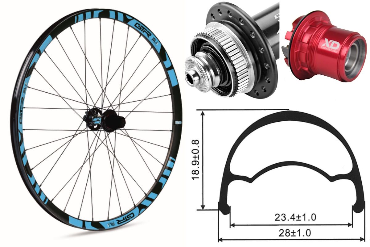 Rueda trasera aluminio MTB GTR SL23 27,5" Azul Disc Center Lock Boost Sram XD