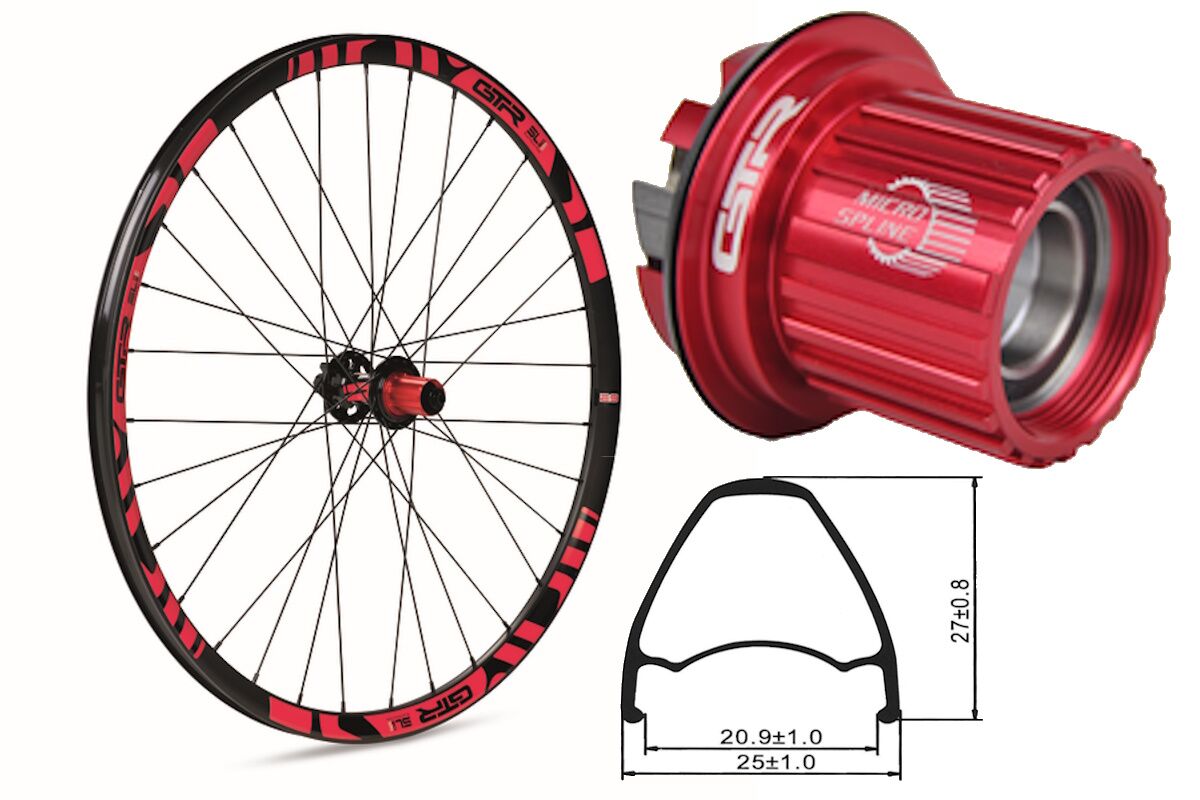 Rueda trasera aluminio MTB GTR SL20 27,5" Rojo Disc 6 Tornillos Shimano MS