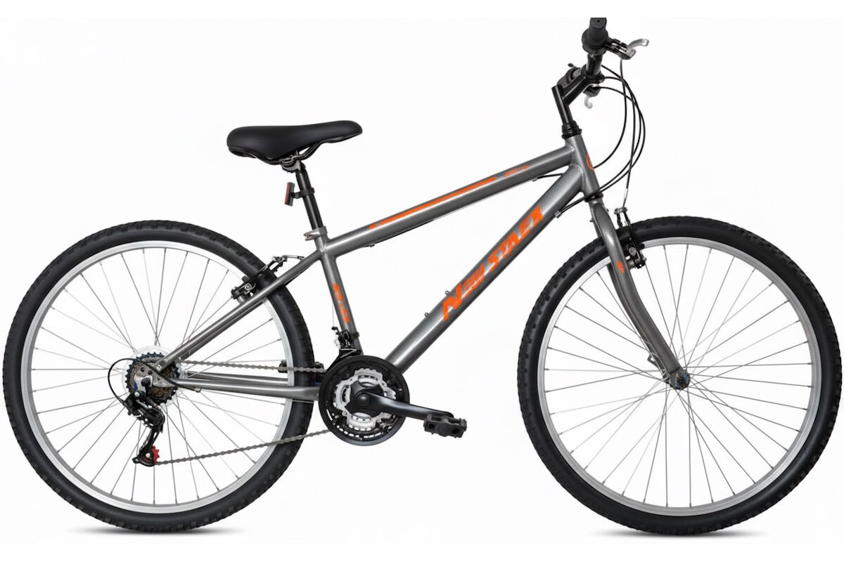 Bicicleta montaña NStar 26 ligera 18 velocidades frenos V-Brake color gris.