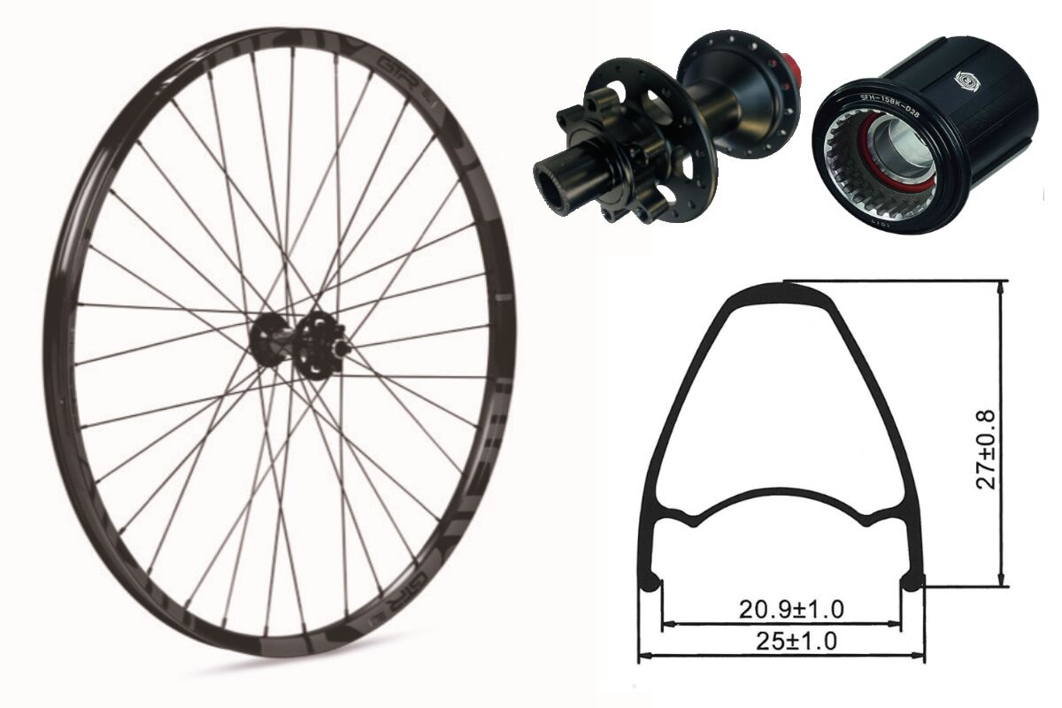 Rueda trasera aluminio MTB GTR SL20 27,5" Gris Disc 6 Tornillos Shimano Ratchet