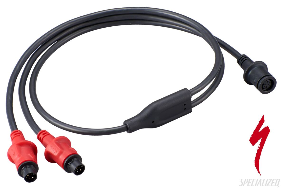 Cable de cargador SL Y-Charger Specialized 98920-5660, permite carga simultánea de batería principal y Range Extender en bicicletas Turbo SL, longitud 1000 mm.