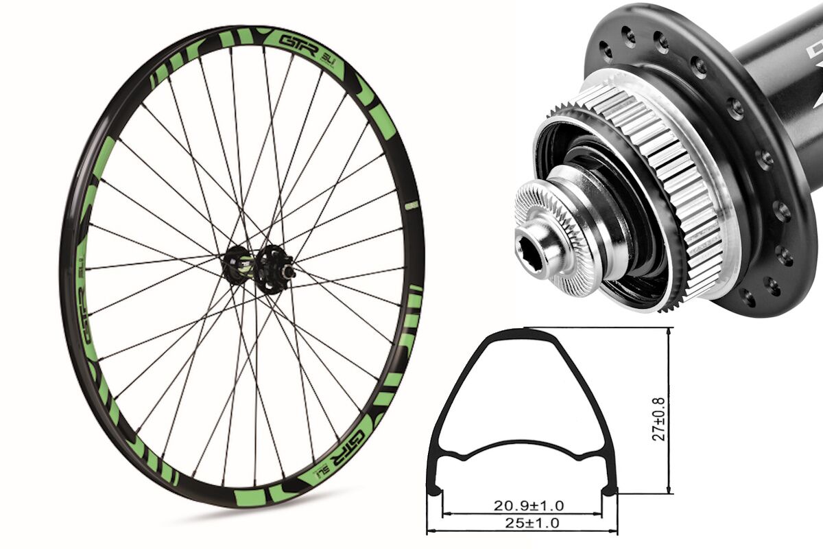 Rueda delantera aluminio MTB GTR SL20 27,5" Verde Disc Center Lock