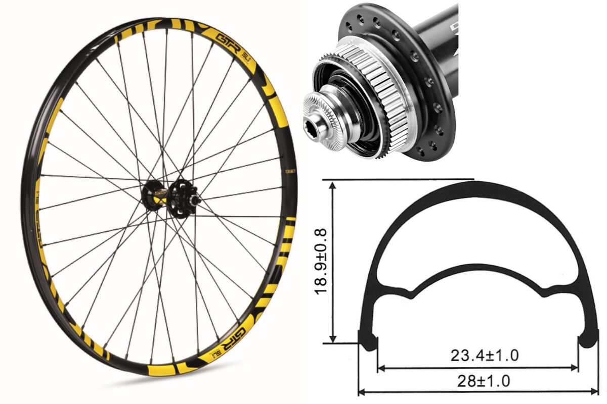 Rueda delantera aluminio MTB GTR SL23 29" Amarillo Disc Center Lock Boost