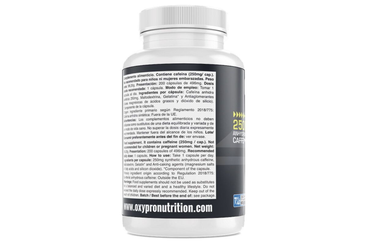 Quemador de grasa OXIPRO Cafeina 250 mg - Capsulas - Imagen 3