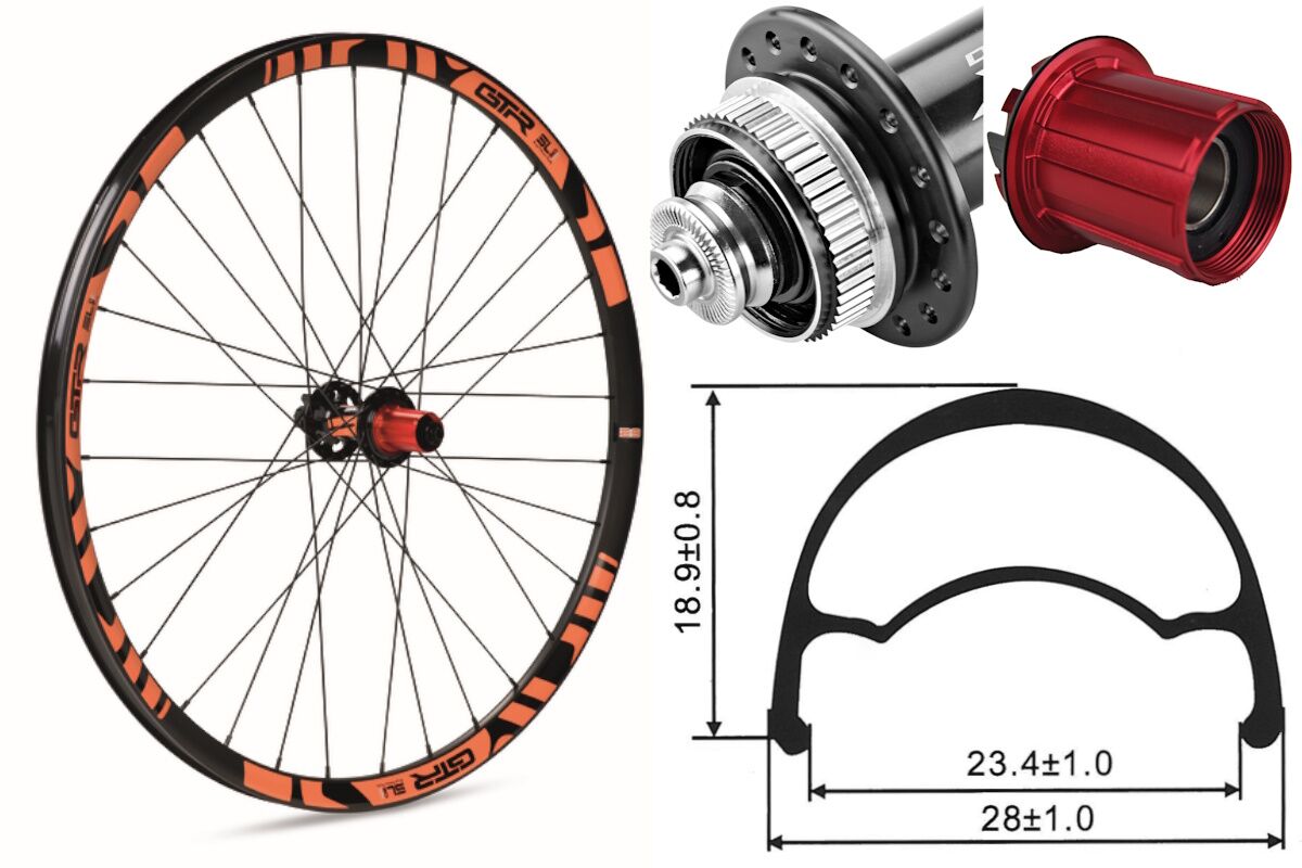 Rueda trasera aluminio MTB GTR SL23 29" Naranja Disc Center Lock Shimano