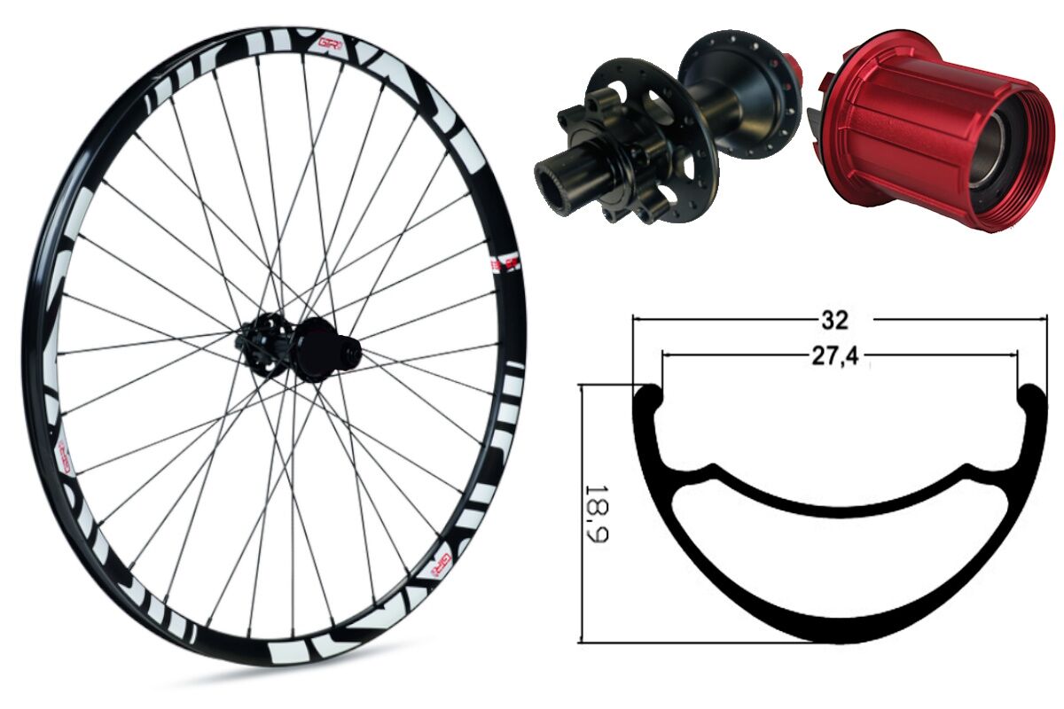 Rueda trasera aluminio MTB GTR SL27 29" Blanco Disc 6 Tornillos Boost Shimano