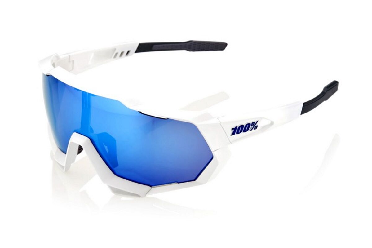 Gafas ciclismo 100% - SPEEDTRAP® - Matte White - Hiper® Blue Multilayer Mirror Lens