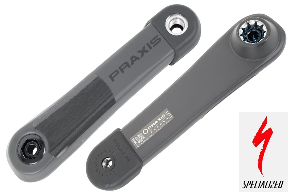 Brazo cigüeñal no motriz carbono Praxis ISIS Gen.2 S211600008 165mm para Levo Brose S-Works (con funda goma). ¡Cuidado falsificaciones! Original 2019-2021.