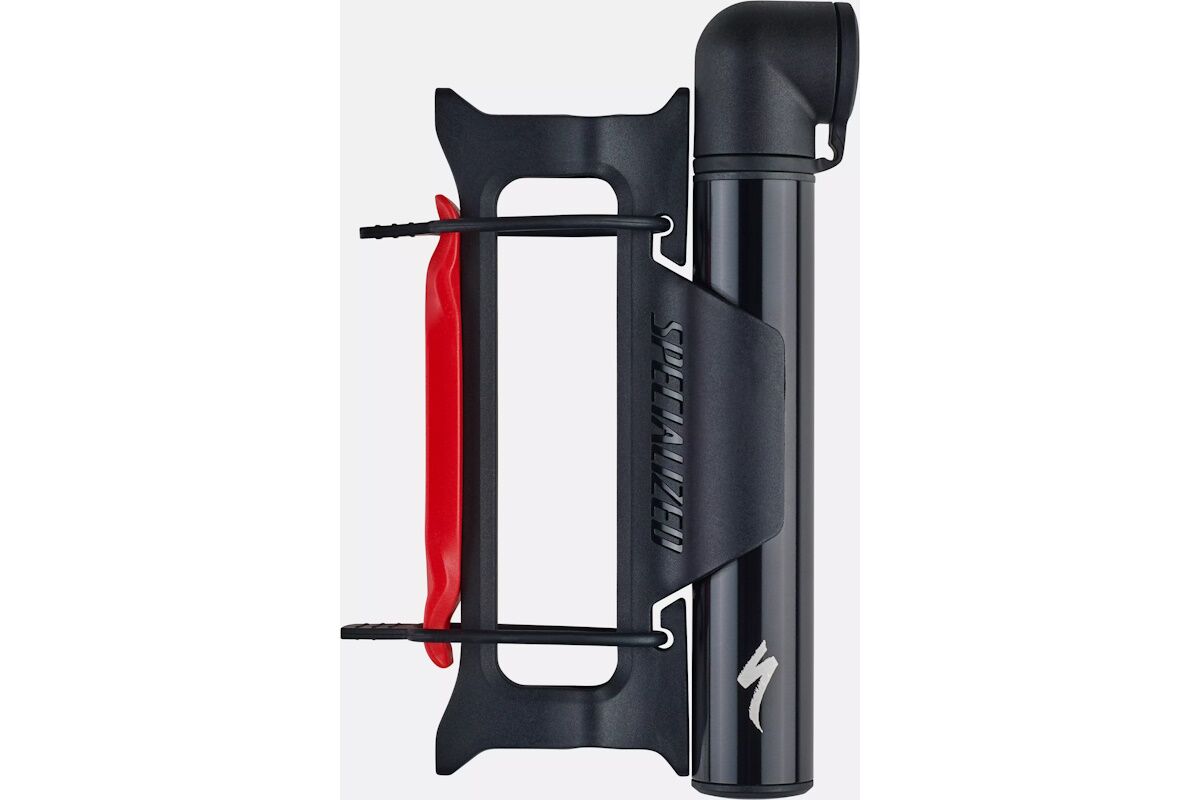 Bomba de mano Specialized Air Tool MTB Mini V.2 w/ Spool, diseño ultracompacto de aluminio, doble cámara invertida, adaptador de válvula Presta/Schrader, soporte enrollado para cámara y palanca desmontable incluida, ideal para bicicletas de montaña y sistemas SWAT™.