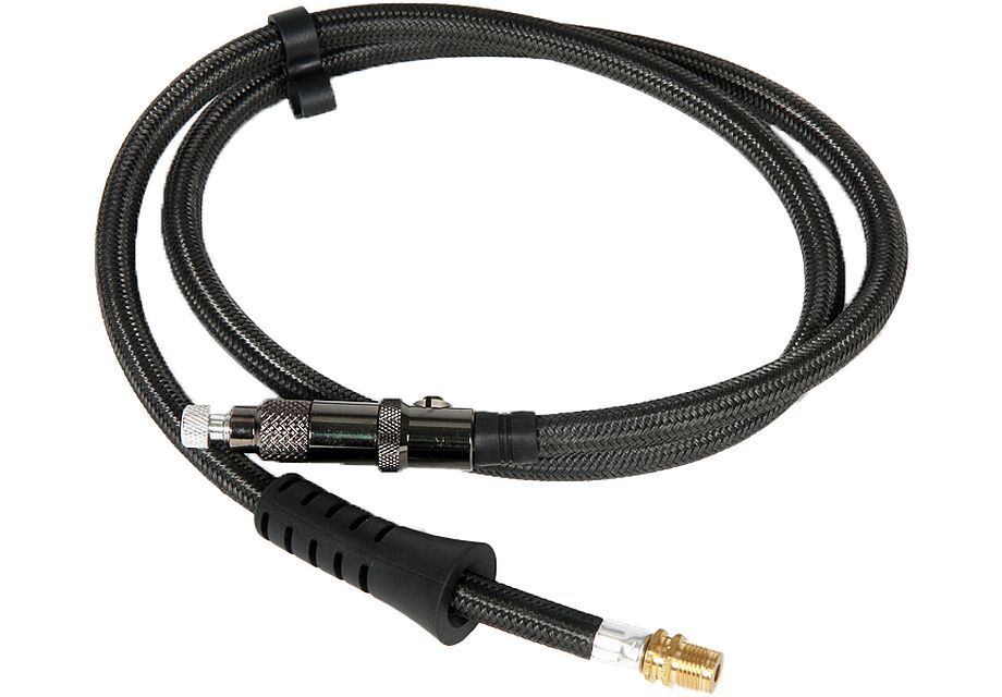 Manguera UHP con cabezal Schrader roscado Specialized 47214-9090, repuesto original para bomba de piso amortiguadora UHP y herramientas neumáticas de alta presión.