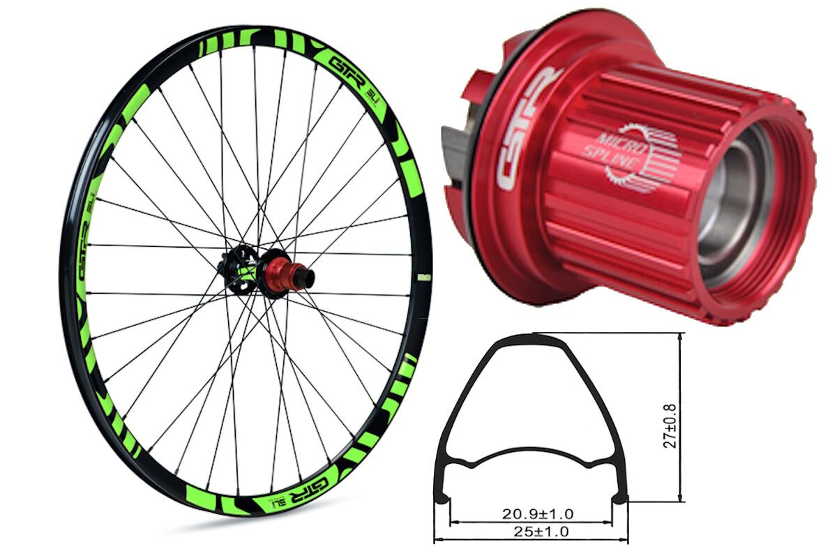 Rueda trasera aluminio MTB GTR SL20 27,5" Verde Disc 6 Tornillos Boost Shimano MS