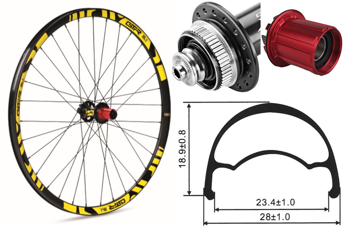 Rueda trasera aluminio MTB GTR SL23 27,5" Amarillo Disc Center Lock Boost Shimano