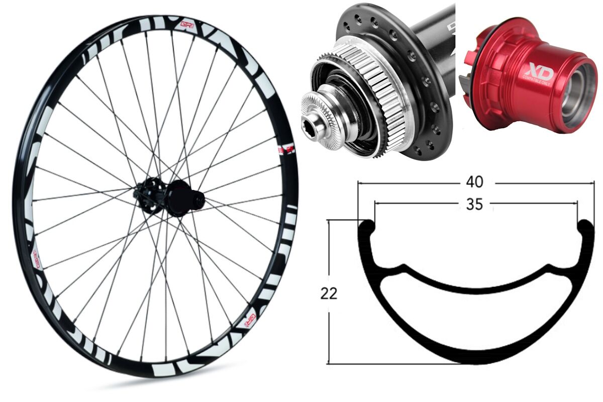 Rueda trasera aluminio MTB GTR SL35 29" Blanco Disc Center Lock Boost Sram XD