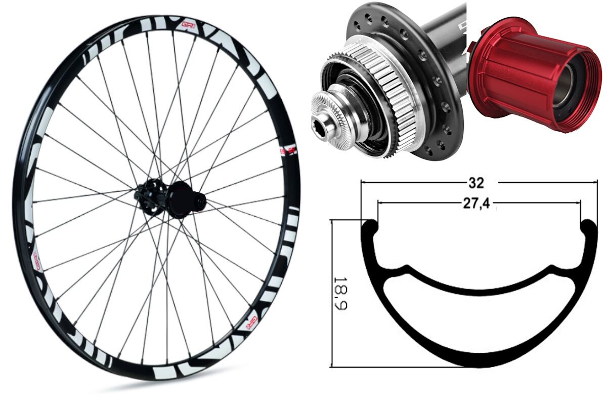 Rueda trasera aluminio MTB GTR SL27 29" Blanco Disc Center Lock Boost Shimano
