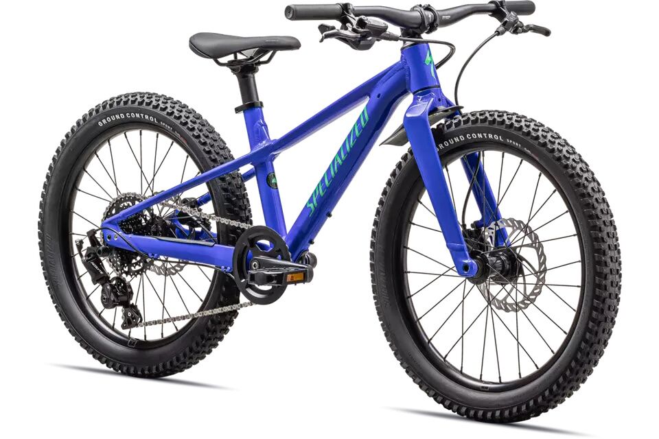 Bicicleta Infantil Specialized Riprock 20” | Cuadro de Aleación, Frenos de Disco Hidráulicos, 8 Velocidades, Neumáticos 20x2.35”, Compatible con 6-9 Años - Gloss Sapphire Blue / Electric Green - Imagen 2