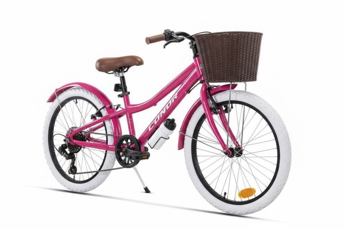 Bicicleta infantil Conor Halebop 20 fucsia con cesta, guardabarros y 6v Shimano