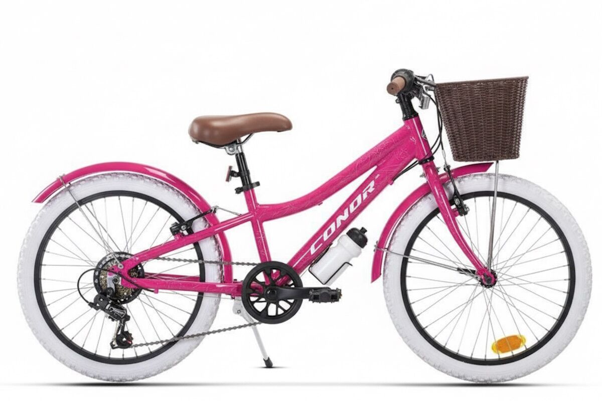 Bicicleta infantil Conor Halebop 20 fucsia con cesta, guardabarros y 6v Shimano