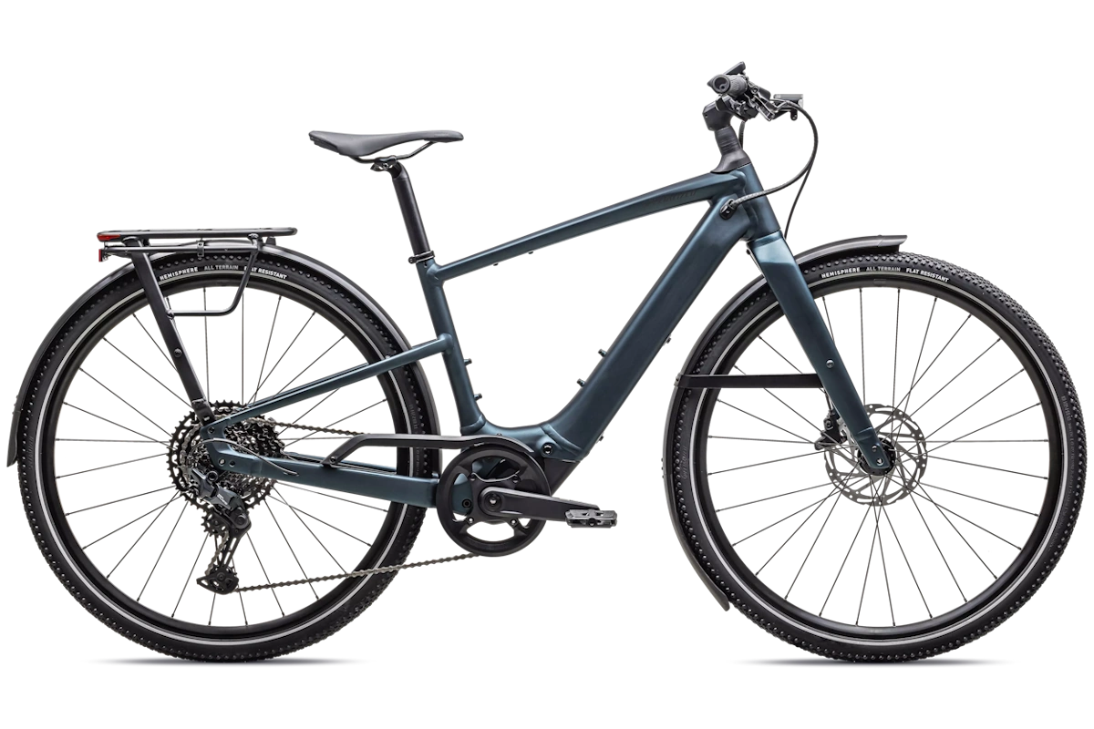 Specialized Vado SL 2 5.0 EQ e-bike urbana equipada con motor Specialized SL 1.2 de 320W, batería integrada 520Wh, Future Shock 3.1, portaequipajes MIK HD y guardabarros
