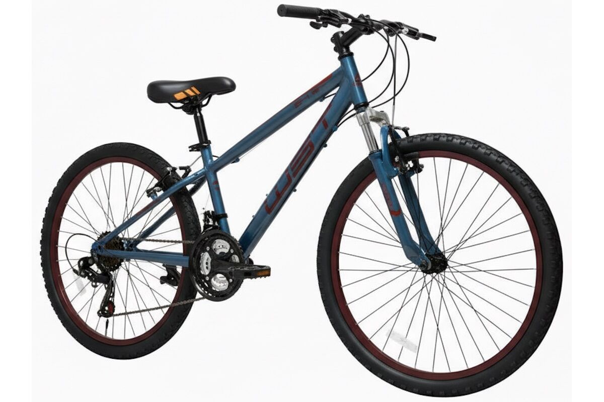 Bicicleta juvenil MTB 24" con horquilla de suspensión, Shimano TX35, mandos ST‑EF51 7V y V‑Brake aluminio. Ruedas WST con cierre rápido
