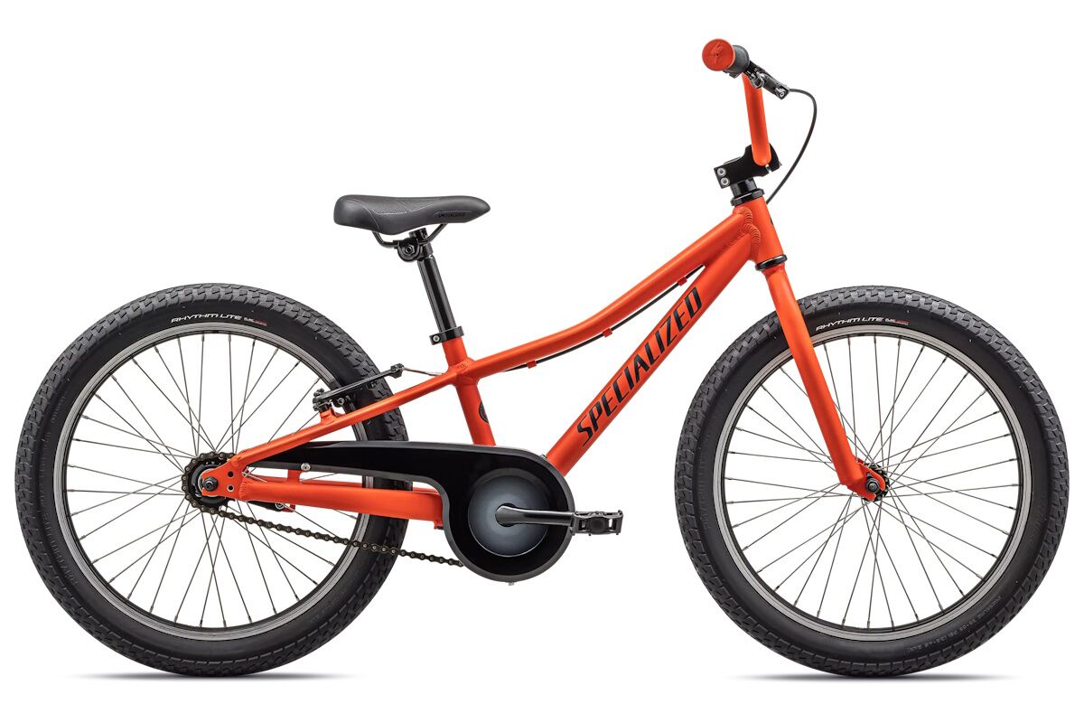 Bicicleta infantil Specialized Riprock Coaster 20 pulgadas, cuadro de aluminio A1, freno contrapedal, neumáticos anchos, ideal para niños de 6 a 9 años.