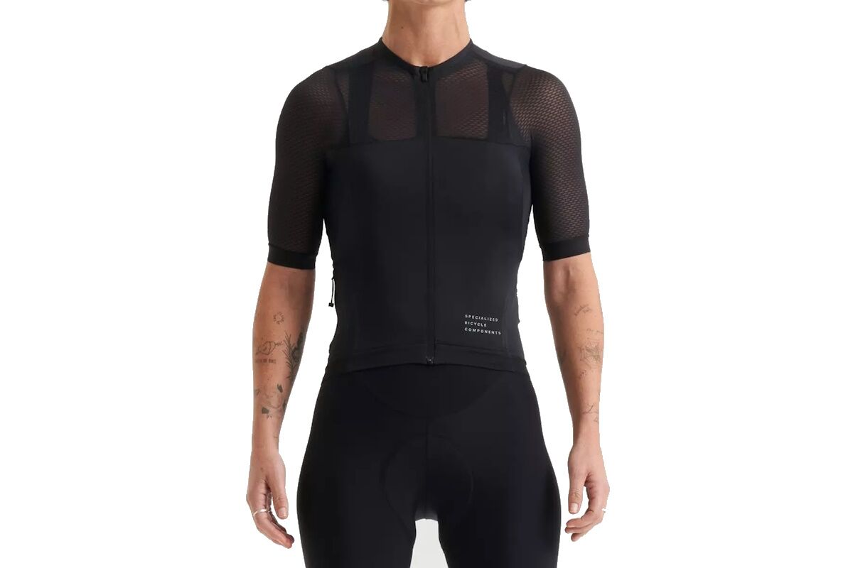 Maillot de manga corta Specialized Prime LT para mujer, ultraligero, ajuste ceñido, diseño brillante y exclusivo, ideal para ciclistas que buscan destacar y lucir impecables.
