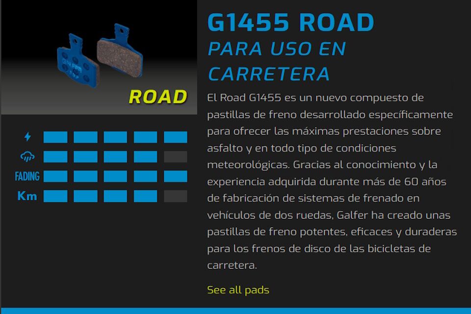 Pastillas de freno Galfer FD293 - G1455 - Shimano - Tektro - TRP - Imagen 2
