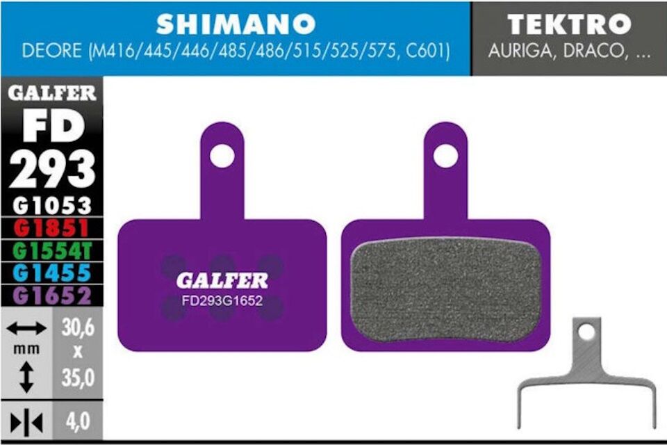 Pastillas de freno Galfer FD293 - G1652 - Shimano Deore - Tektro - TRP
