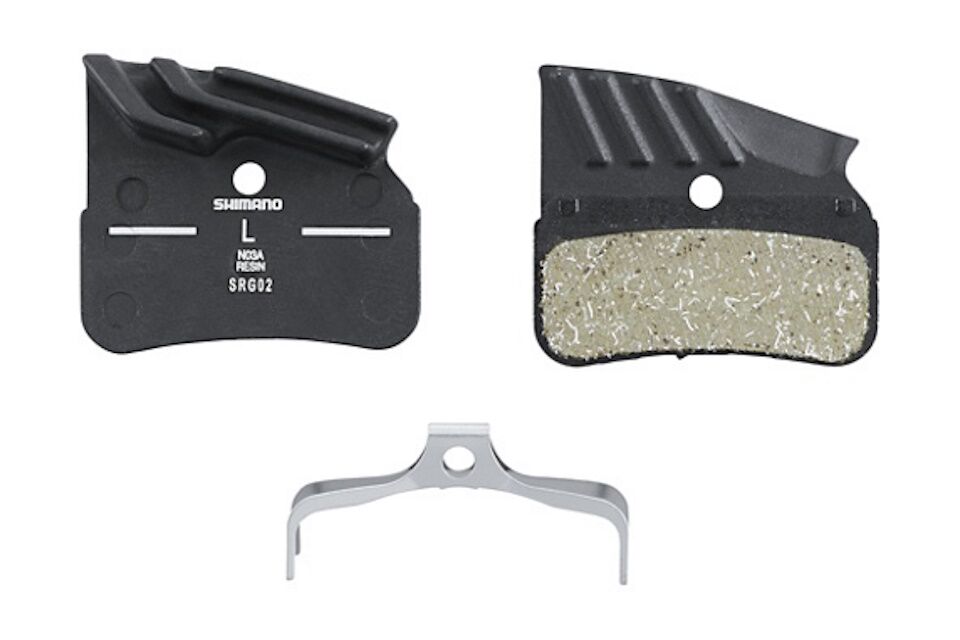 Pastillas de freno de resina Shimano N03A-RF con aleta y muelle - Imagen 2
