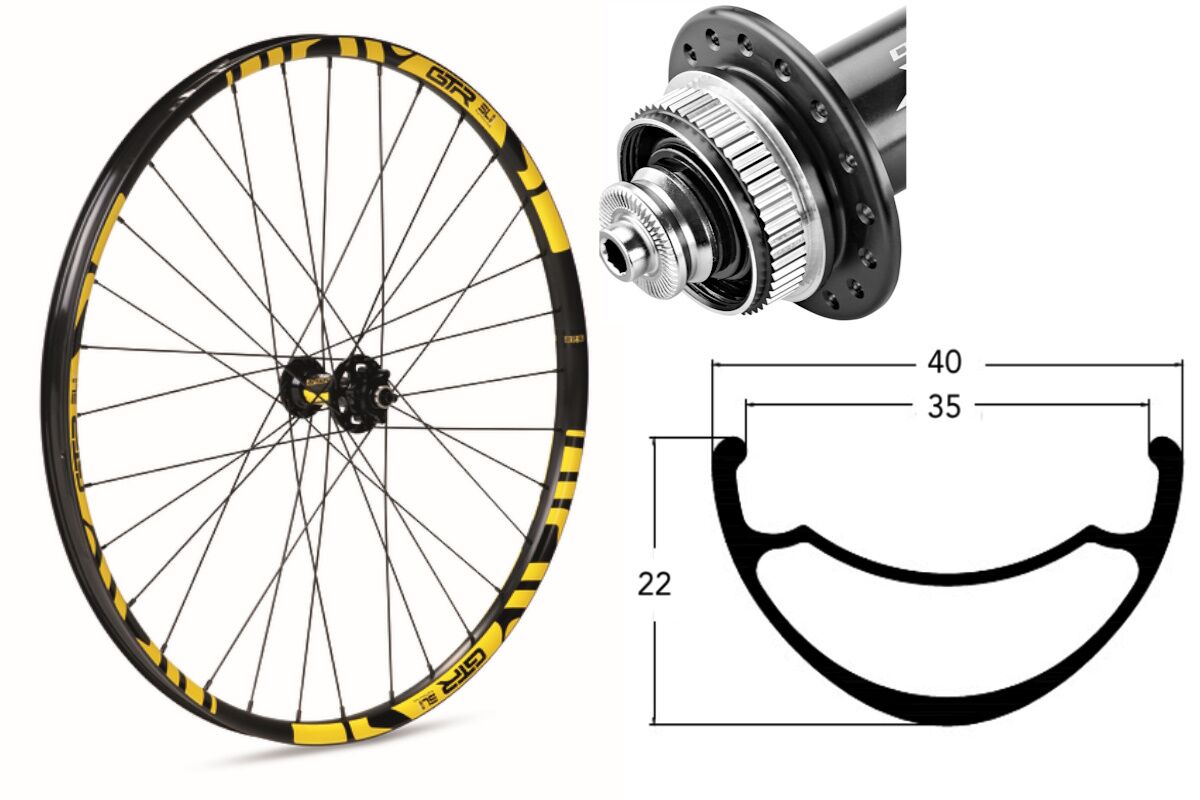 Rueda delantera aluminio  E-MTB GTR SL35 27,5" Amarillo Disc Center Lock Boost