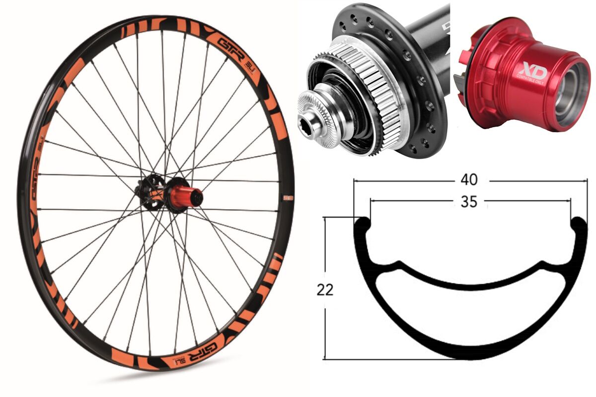 Rueda trasera aluminio E-MTB GTR SL35 27,5" Naranja Disc Center Lock Boost Sram XD