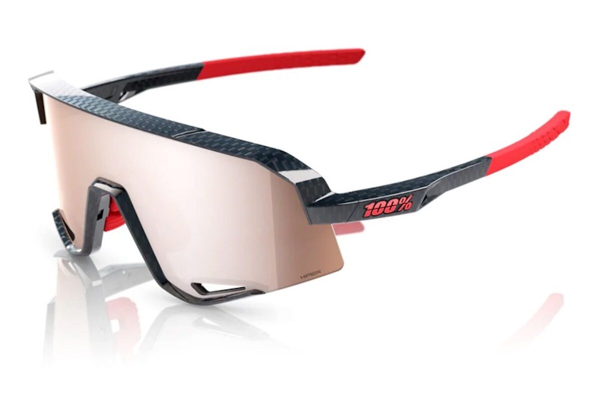 Gafas ciclismo 100% - Slendale - Gloss Carbon Fiber - Hiper Crimson Silver Mirror