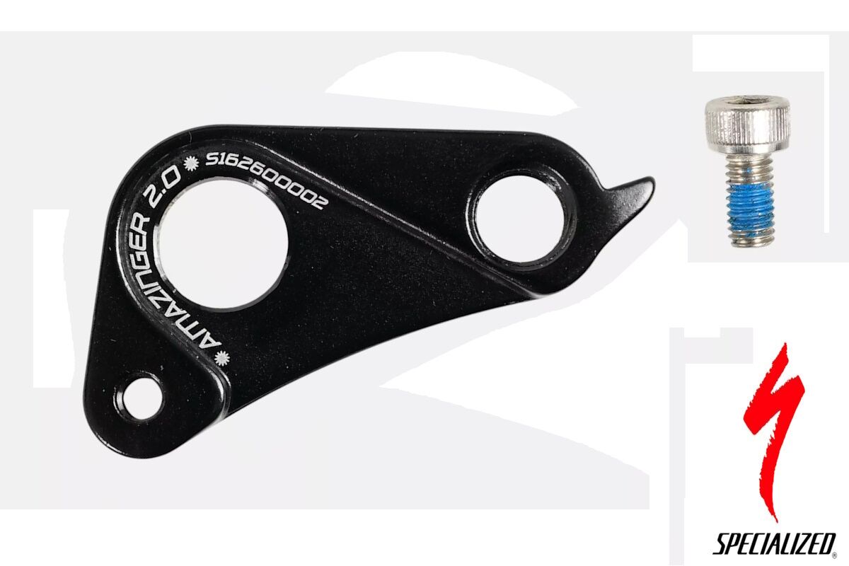 Patilla de cambio trasera atornillable Specialized para bicicletas con punteras de eje pasante 142 x 12 mm.