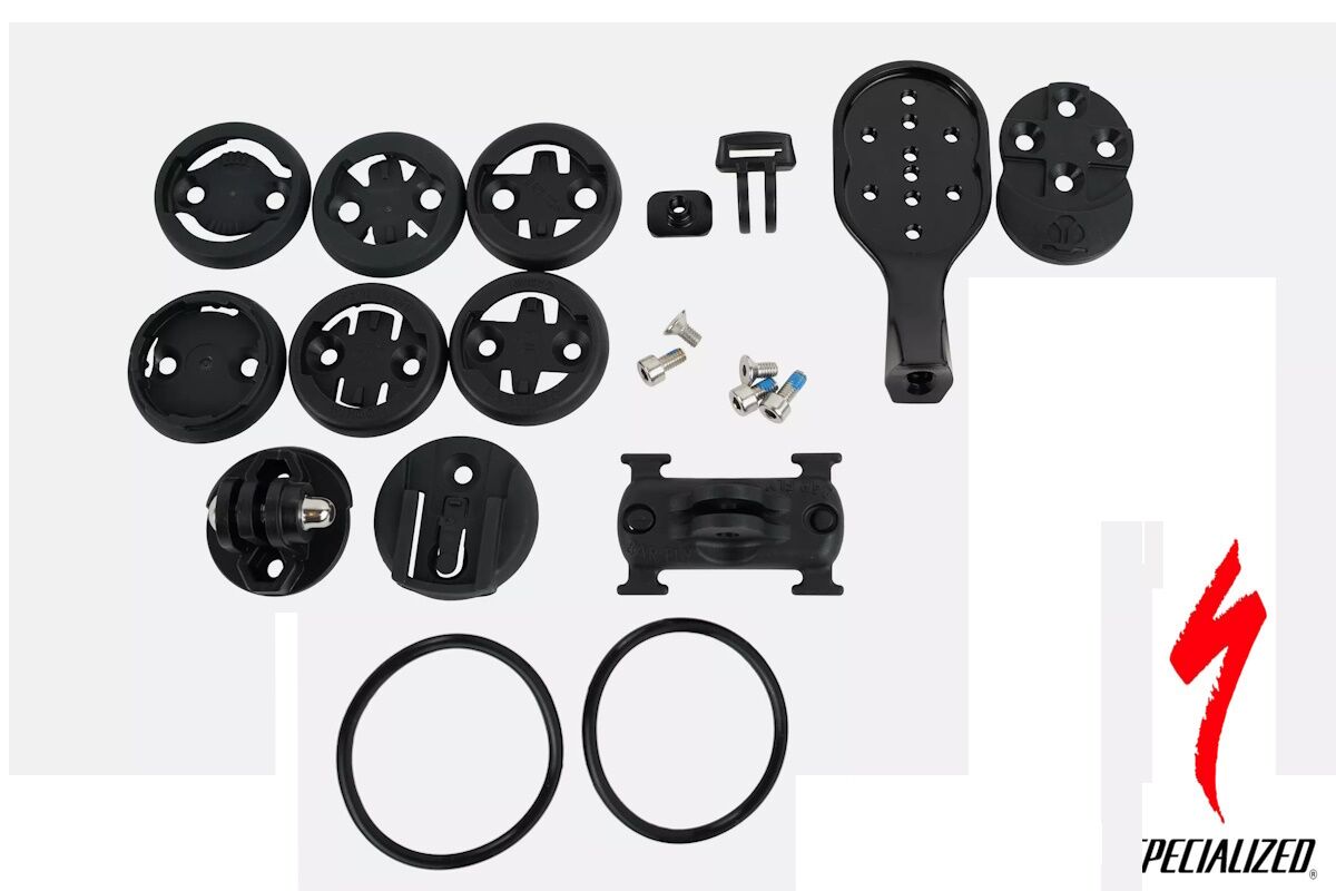 Soporte para ciclocomputador S219900020 Specialized original, compatible con Garmin, Polar, Wahoo, GoPro y luces Specialized Stix, aluminio anodizado.