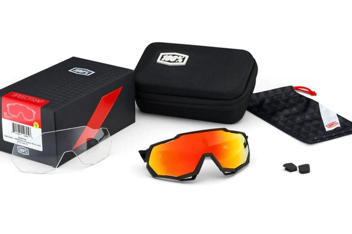 Gafas ciclismo 100% - SPEEDTRAP® - Matte White - Hiper® Blue Multilayer Mirror Lens - Imagen 2