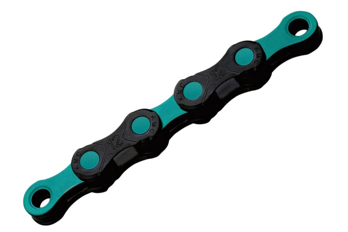 Cadena KMC DLC 12V NEGRO/CELESTE 126P