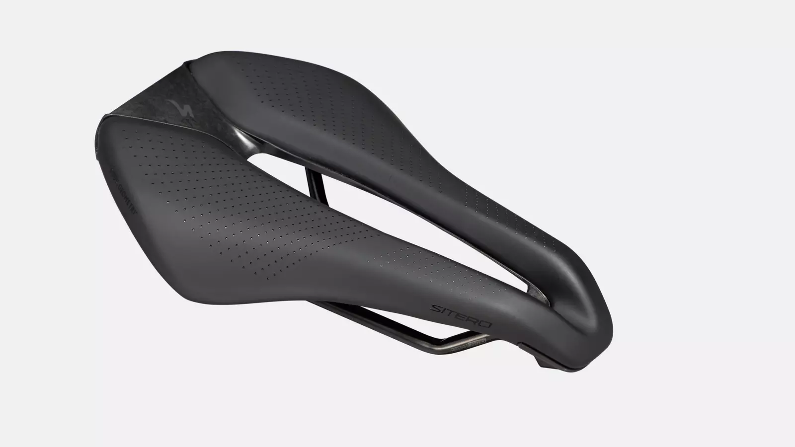 Sillín Specialized Sitero negro, triatlón y contrarreloj, canal amplio Body Geometry, forma progresiva, raíles Cr-Mo, adaptador bidón, 130 mm y 155 mm