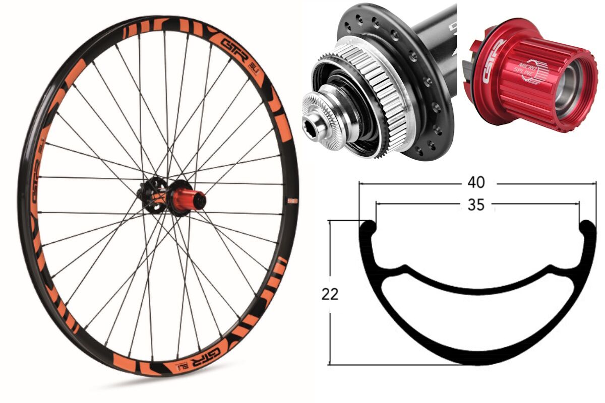 Rueda trasera aluminio E-MTB GTR SL35 27,5" Naranja Disc Center Lock Boost Shimano MS