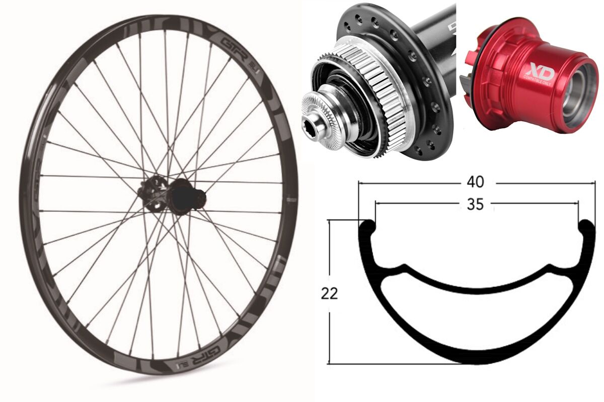 Rueda trasera aluminio MTB GTR SL35 29" Gris Disc Center Lock Boost Sram XD