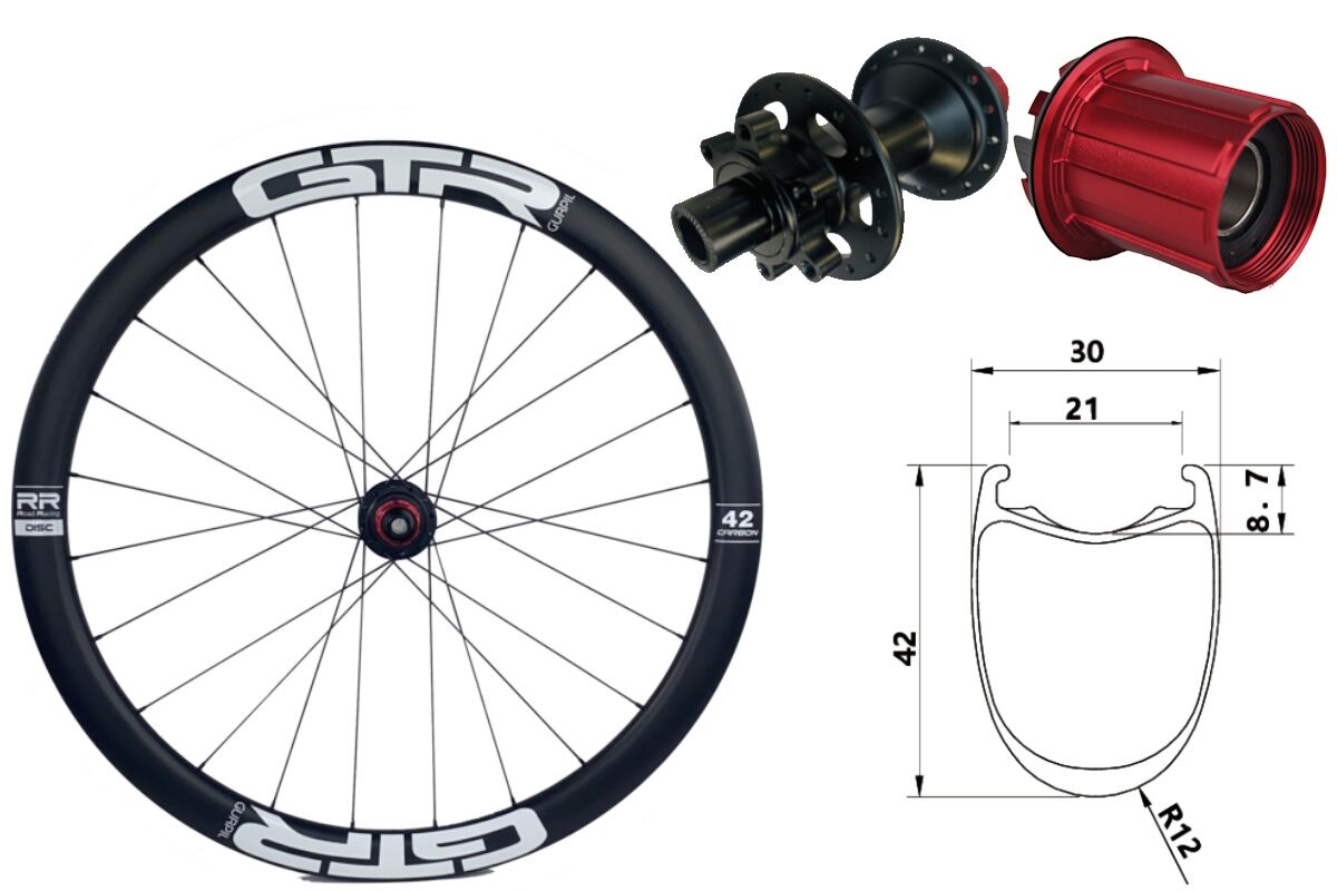 Rueda trasera carbono Carretera GTR RR42 Blanco 6T Shimano