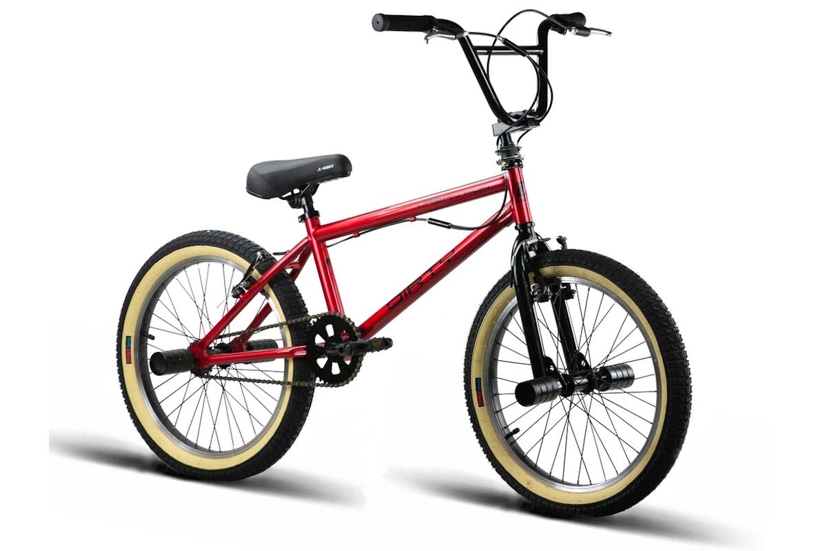 BMX 20 Arena Freestyle roja con llantas de aluminio, rotor 360º y posapiés de trucos.