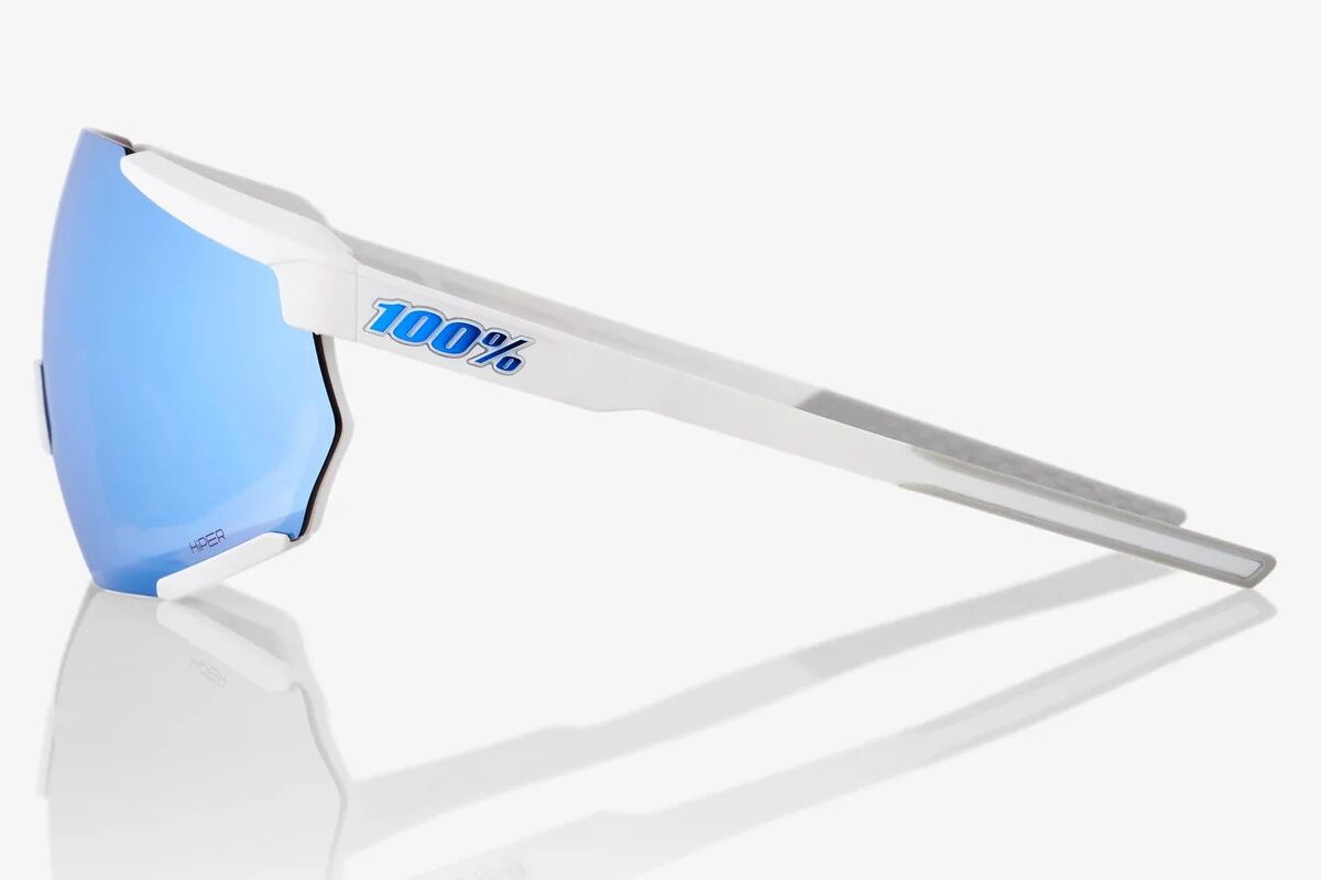 Gafas ciclismo 100% - RACETRAP® 3.0 - Matte White HiPER® Blue Multilayer Mirror Lens - Imagen 2